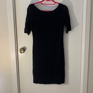 Banana Republic GUC black mesh cut out dot dress Size 2